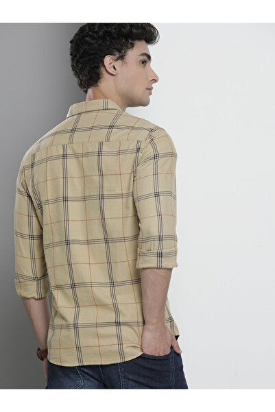 The Indian Garage Co By Styli Men Beige Checked Casual Shirt