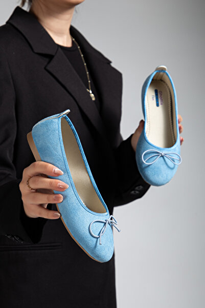 Ghattix Women's Ballet Flats Thin Bow Suede Velvet Comfortable Ballet Flats