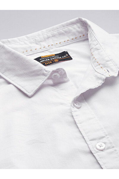 The Indian Garage Co By Styli Men White Cotton Slim Fit Shirt