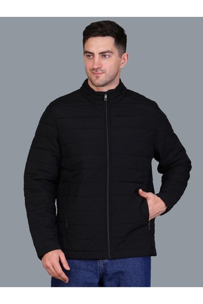 Fort Collins By Styli Men Black Padded Bomber Jacket