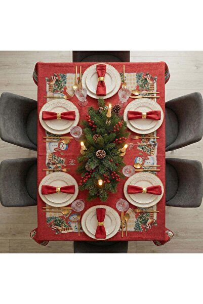 MODA New Year Christmas Merry Christmas Themed Stain-Resistant Tablecloth