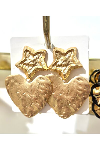 JEWELRY أقراط ذهبية على شكل نجمة وقلب متدلية موديل زرا