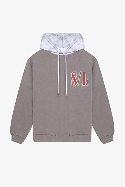 Quzu Baskı Detaylı Sweatshirt Gri