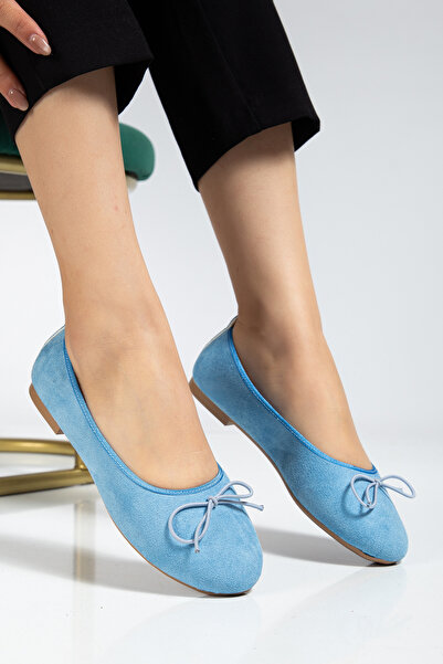 Ghattix Women's Ballet Flats Thin Bow Suede Velvet Comfortable Ballet Flats