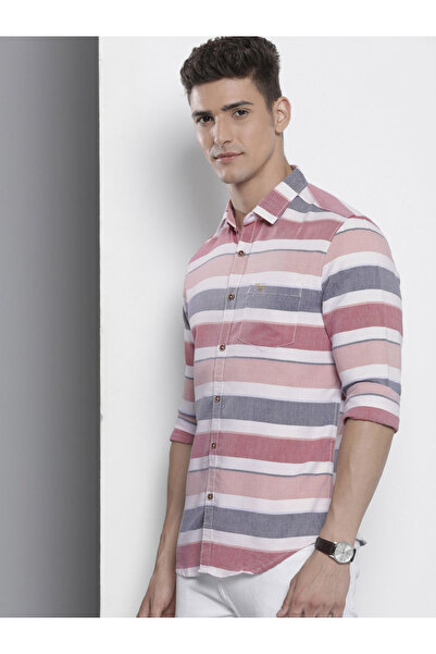 The Indian Garage Co By Styli Men Pink Striped Casual Shirt