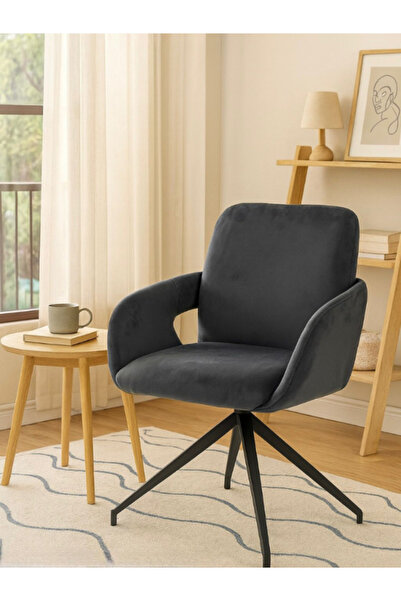 BEC59 Luxury velvet swivel chair - comfortable seat and metal legs