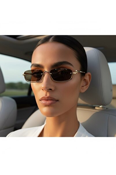 PİYESBOUTİQUE Samyeli Unisex Women's Men's Uv400 Protected Framed Rectangular Metal Sunglasses