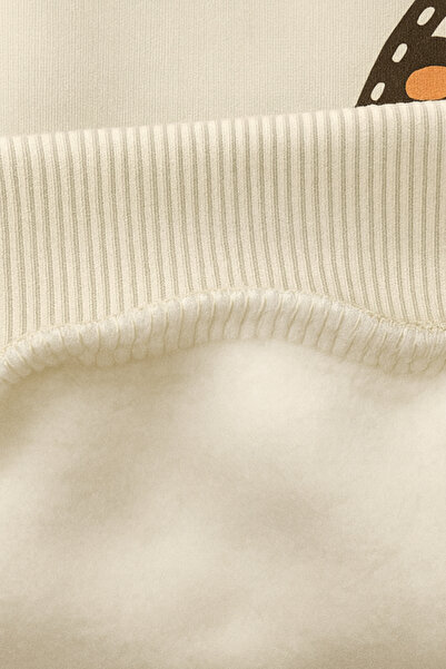 My Kids Wear Girl's Bow Detailed Leopard Patterned Leggings 3 Thread Set Ş Fleece-Lined 2-10 Years 12331