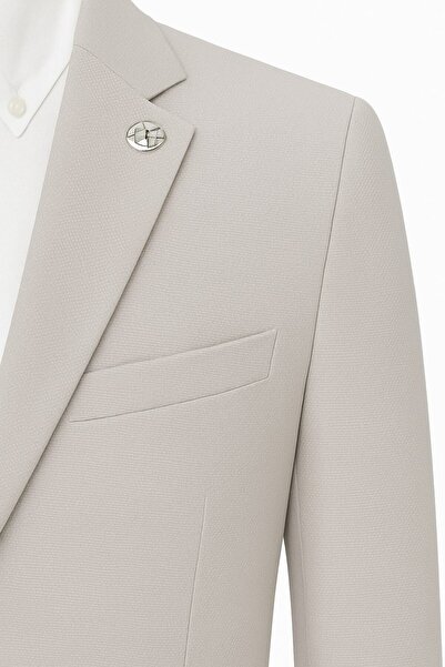 Plus Scorpion Ανδρικό μπλέιζερ σε ανοιχτό γκρι χρώμα – εφαρμοστό , Κομψό και ελαφρύ ύφασμα, με ένα κουμπί