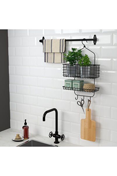 Generic Shower hanger, two tiers, black, 31 x 56 cm
