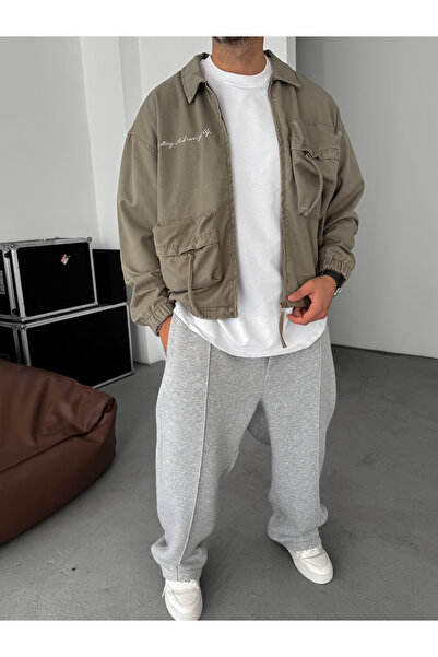 BYBASICMAN Πράσινο μπουφάν με μεγάλη τσέπη με φερμουάρ C-4594