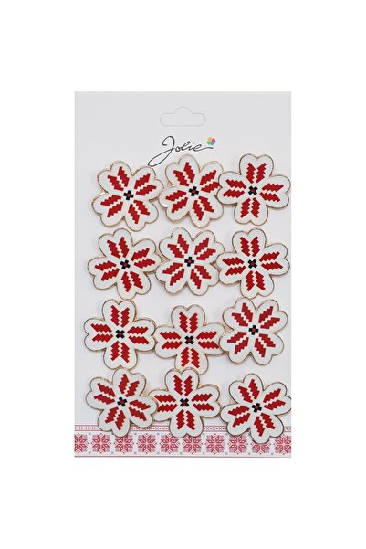 Flippy Σετ 12 Brose Martisor Primavara Trifoi cu Motiv Traditional Rosu