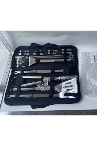 Flippy 18-Piece Stainless Steel Grill Utensil Set with Oxford Bag, Silver