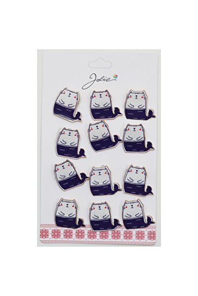 dng Set de 12 broșe mărțișor pentru copii — modele cu pisică și sirenă