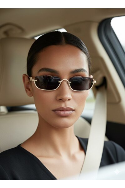 PİYESBOUTİQUE Samyeli Unisex Women's Men's Uv400 Protected Framed Rectangular Metal Sunglasses