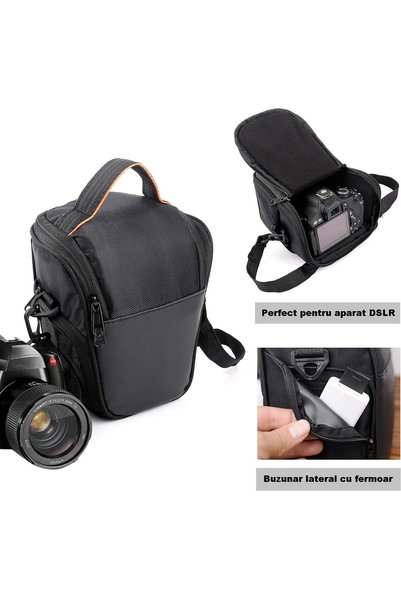 REDQUIT Geantă de umăr, pentru aparat foto DSLR, impermeabilă, rezistentă la uzură, neagră, 18L x 11l x 21H