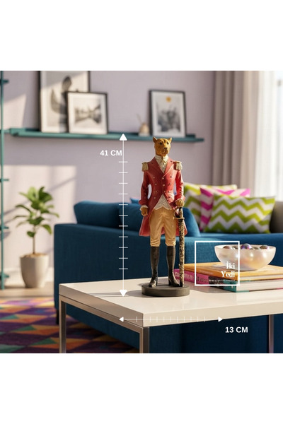 İki Yedi Konsept Patwell 773 Amiral Leopar Heykeli Kurşun Asker Figürlü Dekoratif Obje Ofis Hediyesi Ev