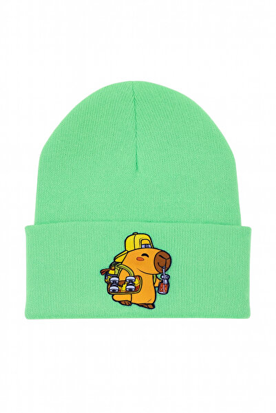 Middles&Niddles Collection Kışlık - Yün - Çocuk Yetişkin Bere – Yeşil - Capyb...