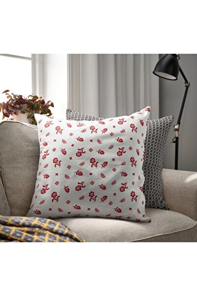 IKEA 2 Adet Kırlent Kılıfı 50x50 Cm Fermuarlı Desenli Minder Kılıf Beyaz Renk İçi Dahil