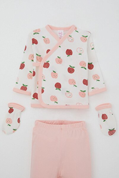 Breeze Baby Girl Hospital Release 5-Piece Cute Little Apple Patterned 0-3 Months, Ecru