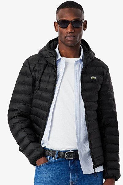 Lacoste Thermore Certified Synthetic Fill Jacket Hooded Inflatable Men's Coat Black