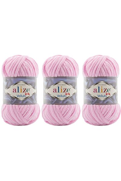 Alize VELLUTO Kadife El Örgü İpliği 100 Gr 3 ADET Renk 31 BEBE PEMBE