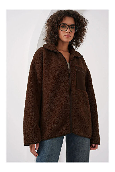 Rodi Kadın Fermuarlı Oversize Peluş Ceket 55446