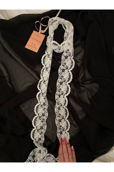 Nurcanilirboutique Beyaz Fransız dantel fular