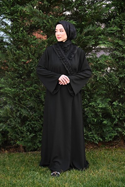 Ferraceci Hira Dantel İşlemeli Tek Parça Pratik Namaz Elbisesi