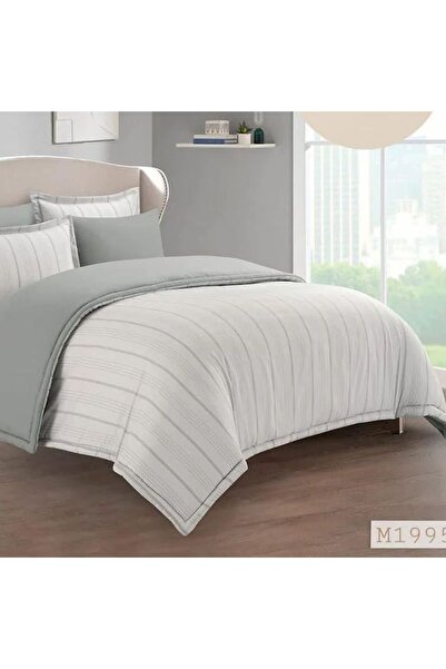 Reiashn Hotel-style striped gray summer double bedspread