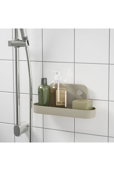 Generic Wall shelf with suction cup, grey-beige, 28 cm