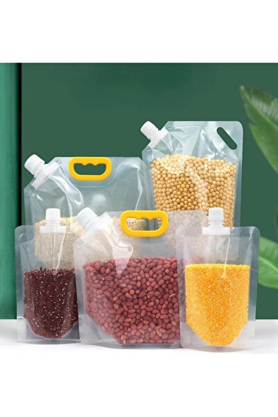 OEM Set 2 Pungi cu duză pentru depozitarea cerealelor, cu maner galben, trans...