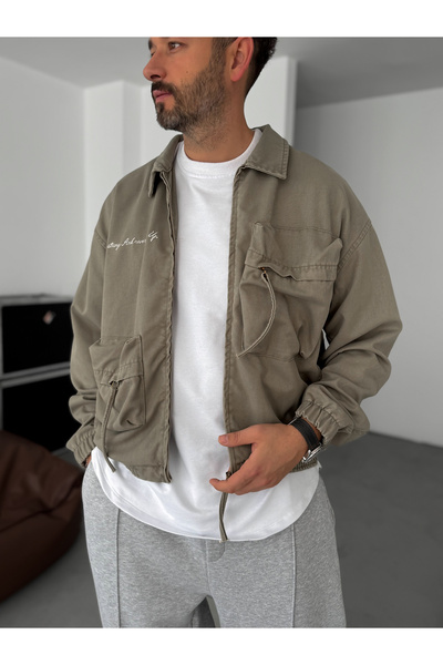 BYBASICMAN Πράσινο μπουφάν με μεγάλη τσέπη με φερμουάρ C-4594