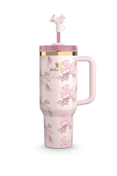 Stanley The X LoveShackFancy Stainless Steel Vacuum Insulated Tumbler 40oz Pink bow