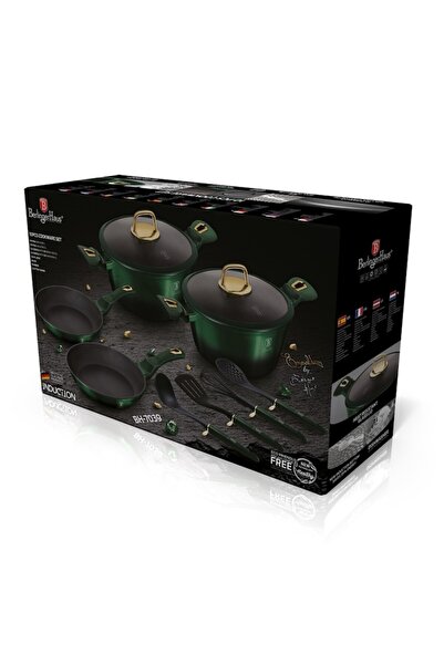 Berlinger Haus Marble-effect cookware set with lids, 10 pieces, Emerald Collection, BH 7039