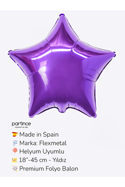 partince 18″ – 45 cm Yıldız Folyo Balonlar Paket İçi 1 Adet