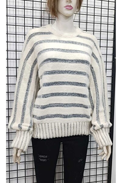 WIENELLA Women's Bearded Striped Knitwear Sweater