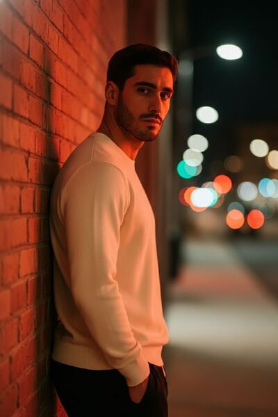 COMBİNE MİCHAİL Men's Basic Comfortable Cream Loose Knit Sweater