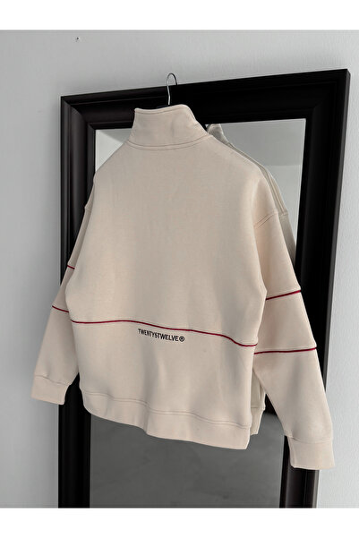 BYBASICMAN Bej A Swea brodat tricou TW-7085