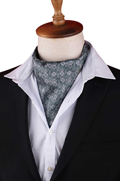 Kravatkolik Green Motif Pattern Men's Scarf Ascot K664