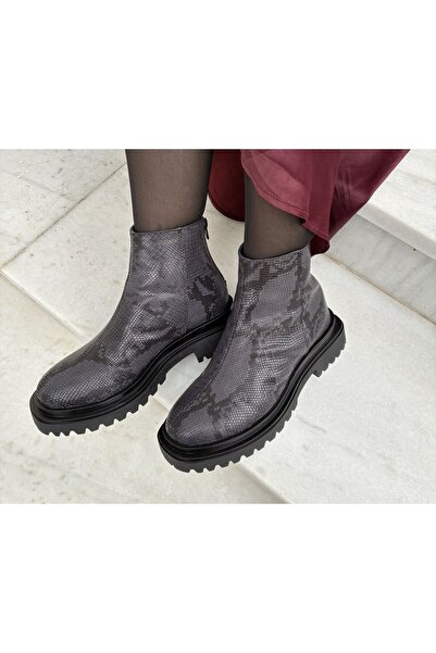 Cameleon Croco Gry Ankle Boots