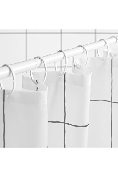 Generic Shower curtain, white/check, 180 x 200 cm