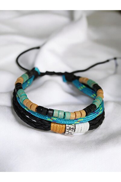 DEHNA Natural Wood Beaded Adjustable Handmade Unisex Bracelet