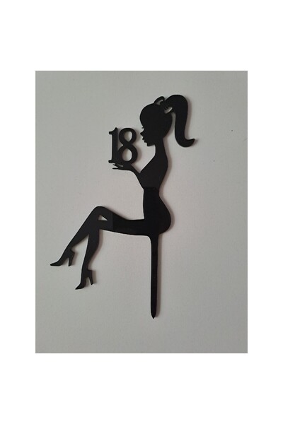 Flippy Decor pentru tort - Fată 18 ani, 16x11,5 cm, Negru