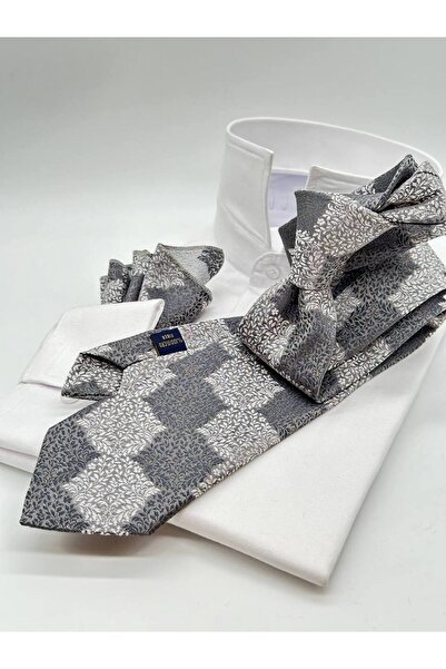 Gutiero ربطة عنق كلاسيكية منقوشة باللون الرمادي