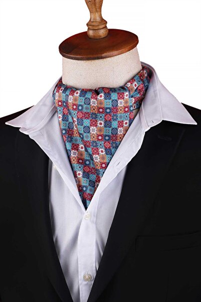 Kravatkolik Multi-Colored Mosaic Motif Pattern Men's Scarf Ascot K673
