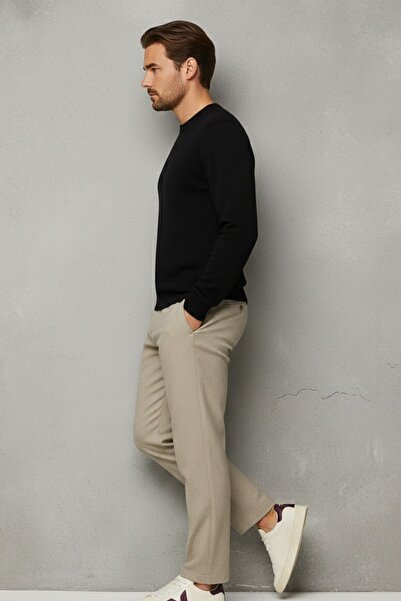 COMBİNE MİCHAİL Men's Crew Neck Casual Black Knit Sweater