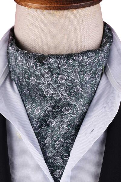 Kravatkolik Green Motif Pattern Men's Scarf Ascot K664