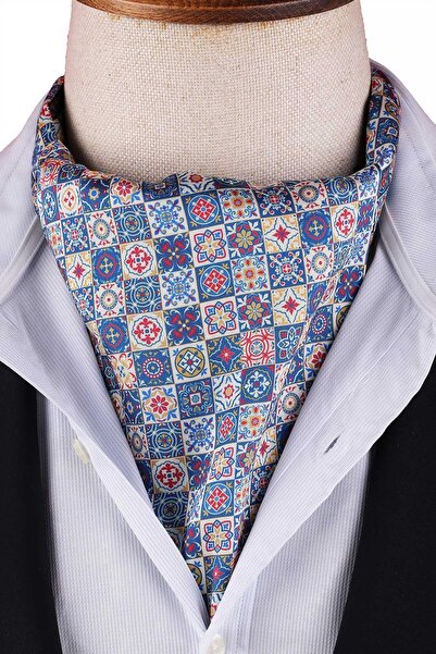 Kravatkolik Multi-Colored Mosaic Motif Pattern Men's Scarf Ascot K663