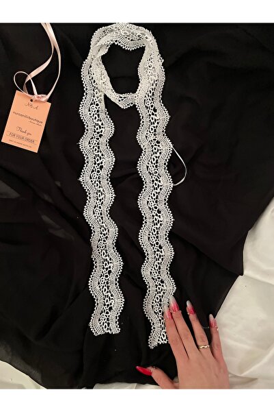 Nurcanilirboutique Beyaz Fransız dantel fular